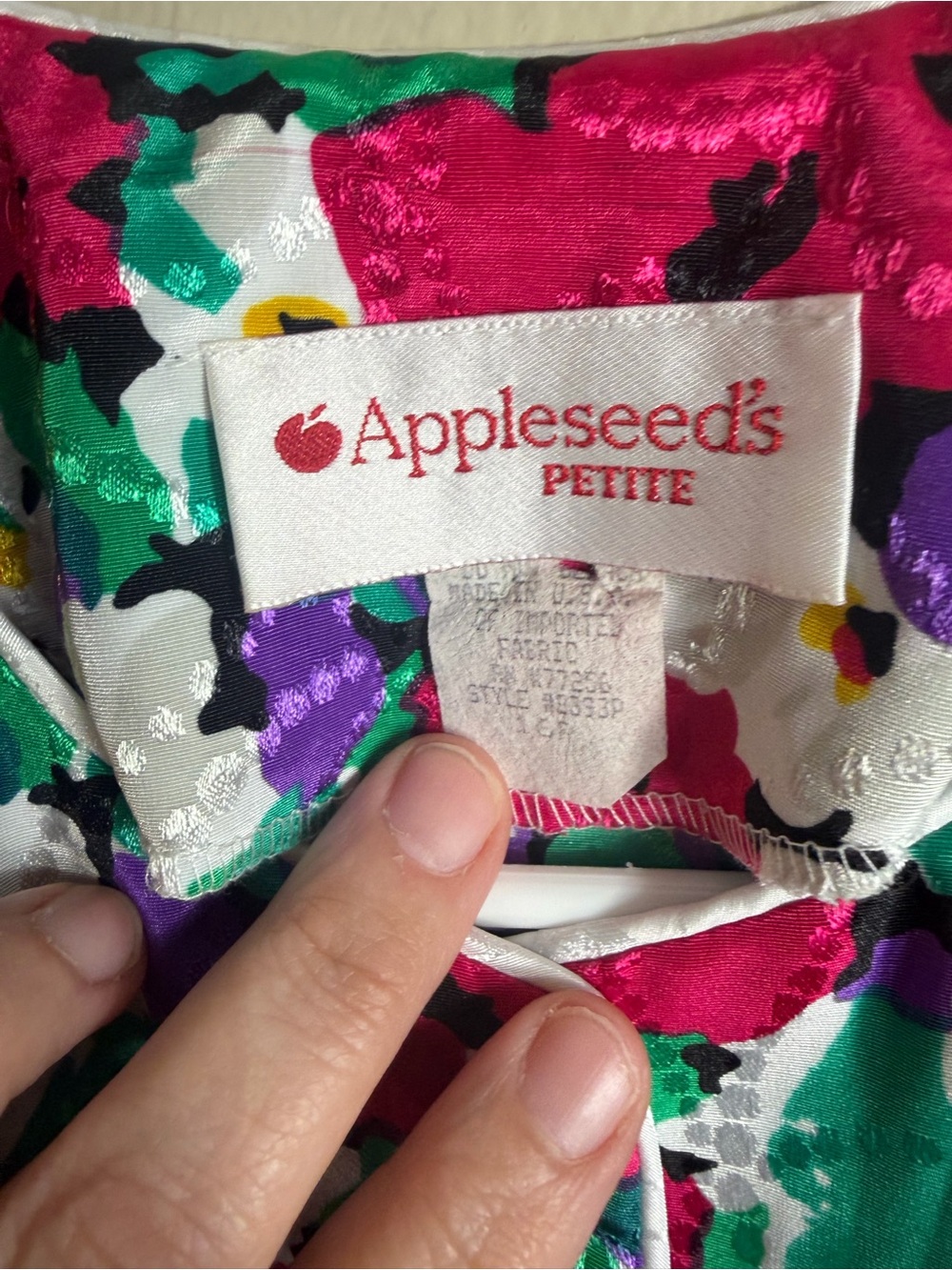 Vintage Appleseed's Floral Midi Dress 16P Pink Teal Rose Buttons Pockets - Picture 4 of 7